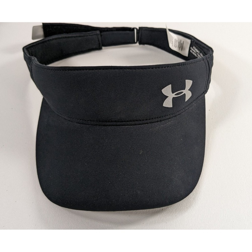 Under Armour Womens Athletic Visor Black Reflective Logo Adjustable OSFA Hat